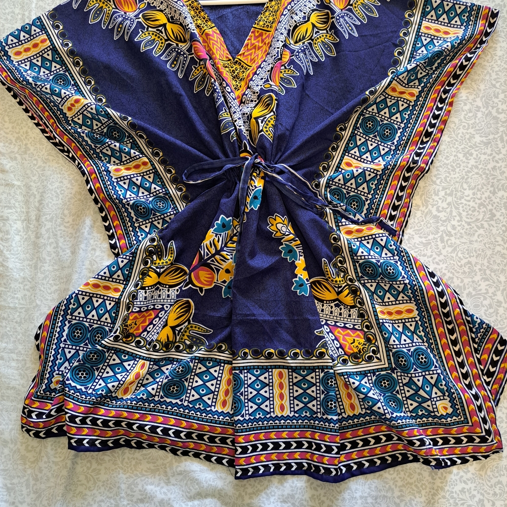 Moda Navy and Multicolor Patterned Tunic - Picture 2 of 8